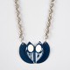 Collier vintage chauve souris bleu années 70