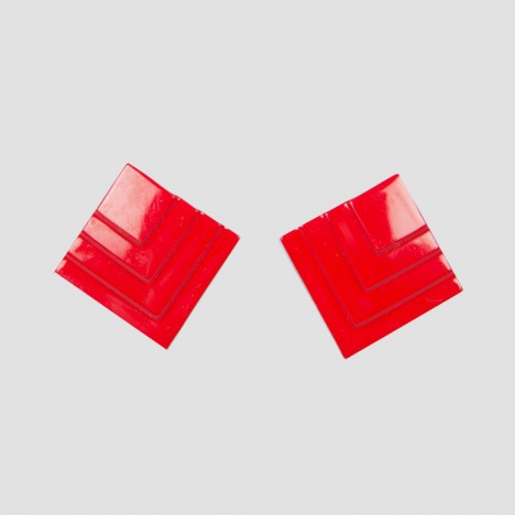 Boucles d’oreilles rouge hip-hop à clips années 80