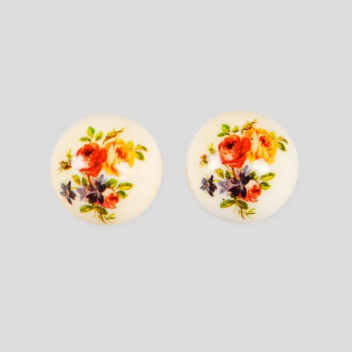 BOUCLES D'OREILLE A CLIPS VINTAGE PLASTIQUE Blanches ANNEES 70