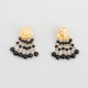 Boucles d’oreilles vintage sphinx doré et perles noires à clips années 80