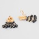 Boucles d’oreilles vintage sphinx doré et perles noires à clips années 80