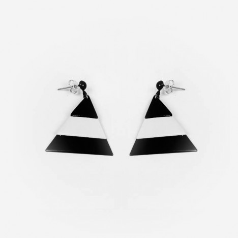 Boucles d'oreilles vintage triangle noir et blanc années 90