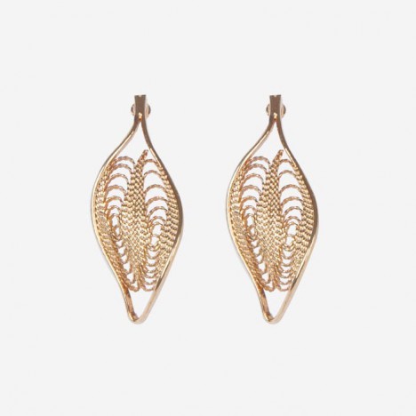Boucles d'oreilles vintage feuille doré années 70
