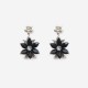 Boucles d'oreilles vintage fleur noire pierres et strass