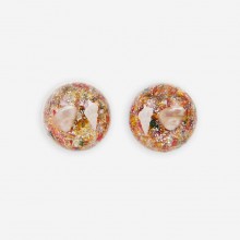 Boucles d'oreilles vintage coquillage et paillettes années 70