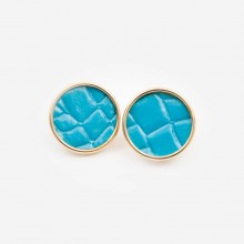 Boucles d'oreilles vintage ronde bleu et doré années 80