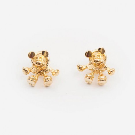 Boucles d'oreilles vintage Mickey Mouse doré années 80