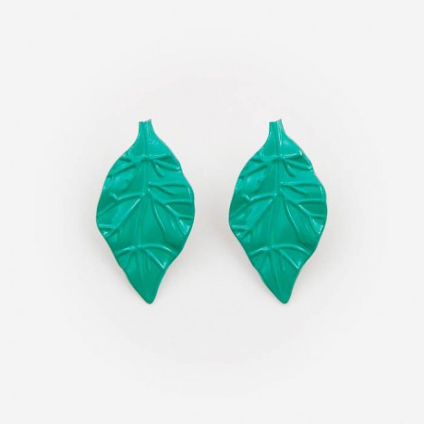 Boucles d'oreilles vintage feuille verte années 80