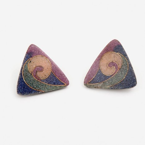 Boucles d'oreilles vintage triangle texturé années 80
