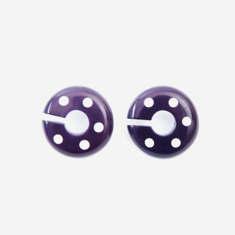 Boucles d'oreille vintage kitsch violettes à pois années 80