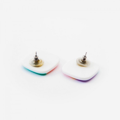 Boucle D'oreille Vintage Années 70 - Modèle Unique - Multicouleur - Occasion Bon état