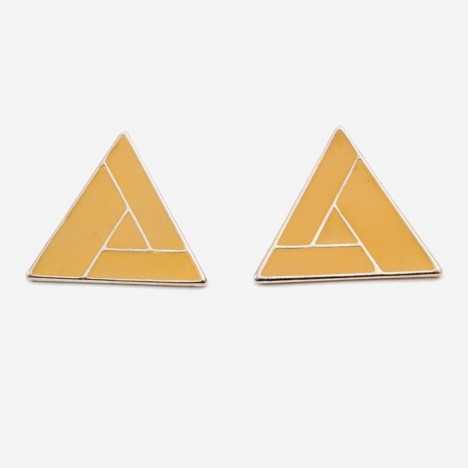 Boucles d'oreille vintage triangle jaune années 80