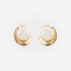 Boucles d'oreilles vintage dorées et blanc nacré années 80