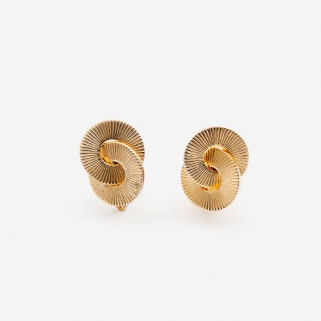 Boucles d'oreilles vintage dorées striées années 70