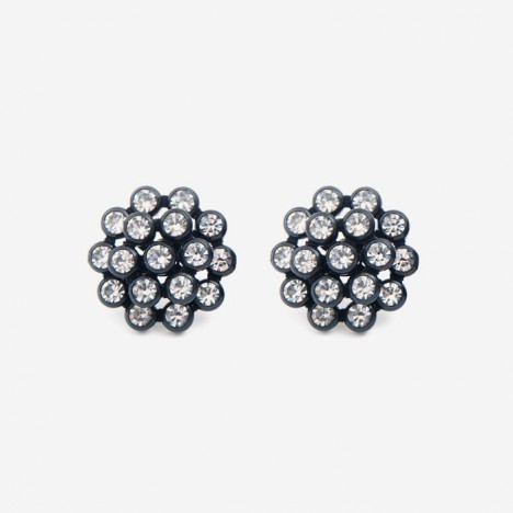 Boucles d'oreilles vintage fleur disco en strass années 70