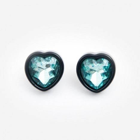 Boucles d'oreilles vintage kitsch coeur turquoise années 80