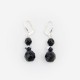 Boucles d'oreilles vintage pendantes noires et grises années 80