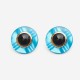 Boucles d'oreilles vintage rondes bleues et noires kitsch années 80
