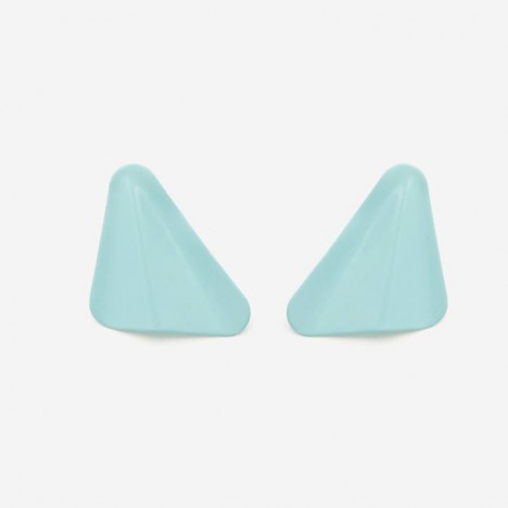 Boucles d'oreilles vintage triangle en acier bleu ciel années 80