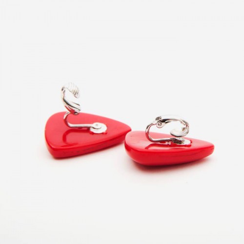 Boucles D'oreille à Clips Vintage Plastique — Nœud Blanc Et Rouge, Style Années 80