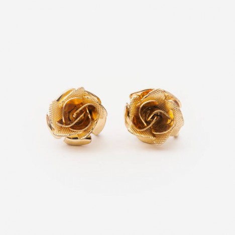 Boucles d'oreilles vintage rose en acier doré années 70