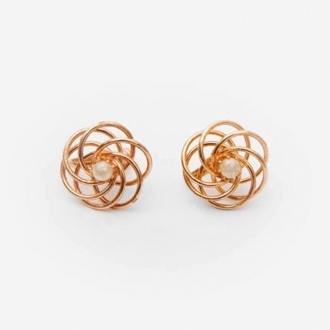 Boucles d'oreilles vintage anneaux dorés forme fleur des années 60/70.