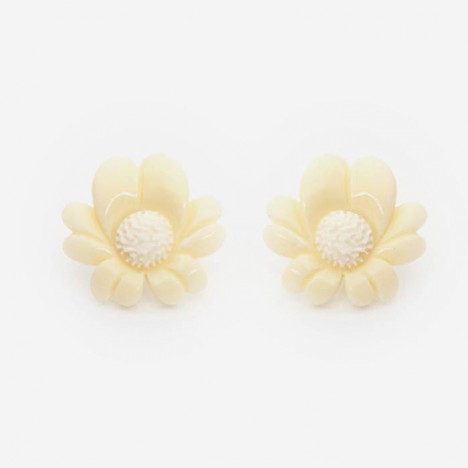 Boucles d'oreilles vintage jaune pastel forme marguerite années 80.