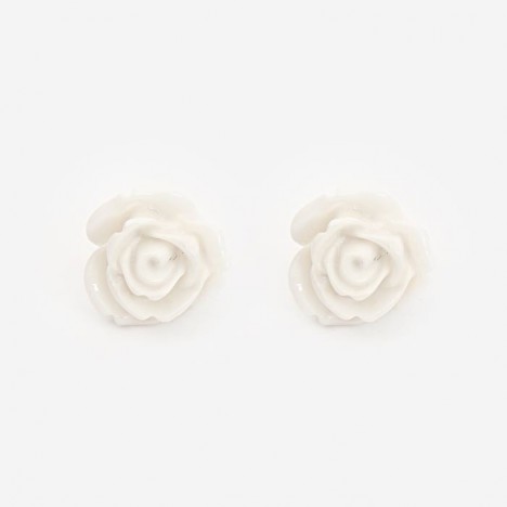Boucles d'oreilles vintage fleur en plastique blanc des années 80