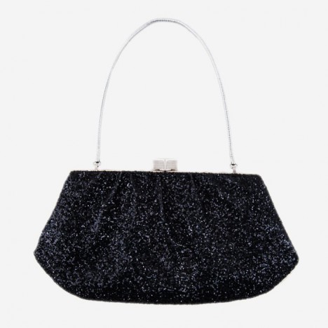 Pochette vintage de soirée noire avec paillettes années 60/70