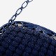 Pochette / petit sac vintage bleu marine en tricot années 60