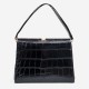 Sac noir vintage faux croco année 70/80