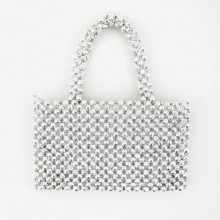 Petit sac vintage Disco en perles grises années 70