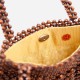 Petit sac vintage italien en perles marron des années 60 
