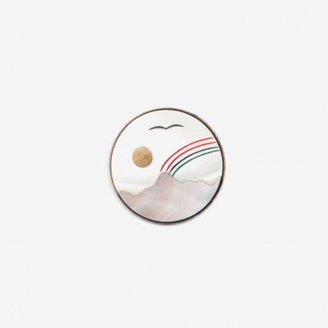 Broche vintage paysage nacré