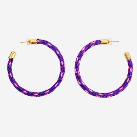 Boucles d'oreilles corde Fluo violette années 80 Hip Hop