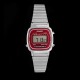 Casio LA670WEA-4EF - Montre Casio femme en acier et cadran bordeaux