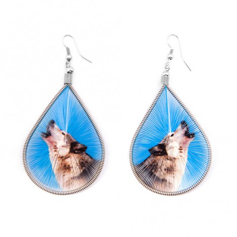 Boucles d'oreilles péruviennes Loup hurlant