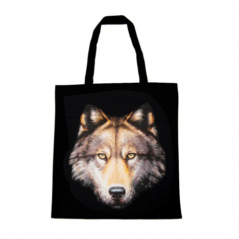 Tote bag noir tête de loup