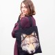 Tote bag noir tête de loup