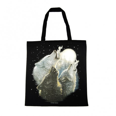 Tote bag noir loups hurlant à la mort