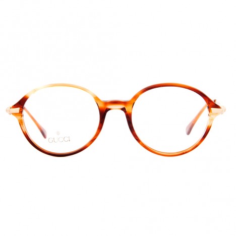 Lunettes Gucci vintage ovales dorées et marron