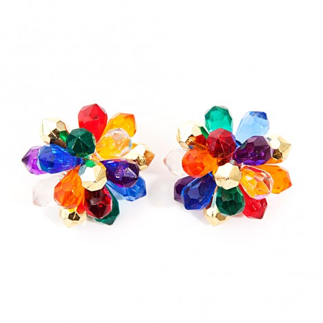 Boucles d'oreilles vintage oversize joyaux multicolores