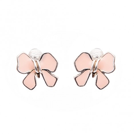 Boucles d'oreilles petit noeud rose romantique