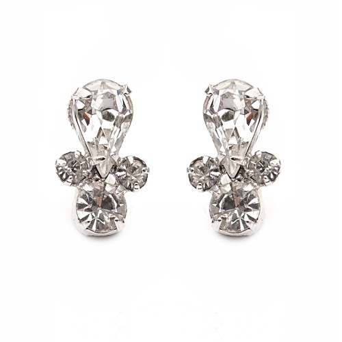 Paire De Boucles D'oreilles Vintage Avec Brillants - Bijou Occasion