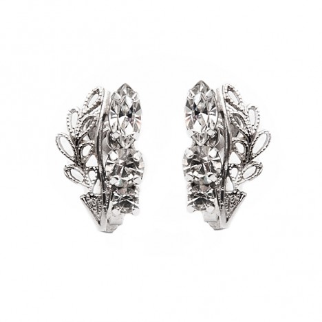 Boucles d'oreilles palme et strass 60's