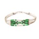 Bracelet vintage en argent et perles vertes 70's