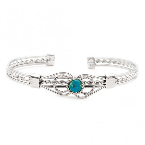 Bracelet western en acier et turquoise 