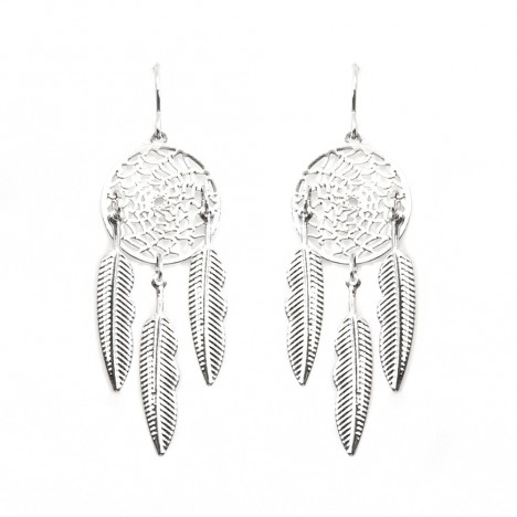 Boucles d'oreilles Dreamcatcher plumes