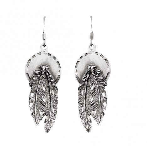 Boucles d'oreilles Dreamcatcher plumes acier