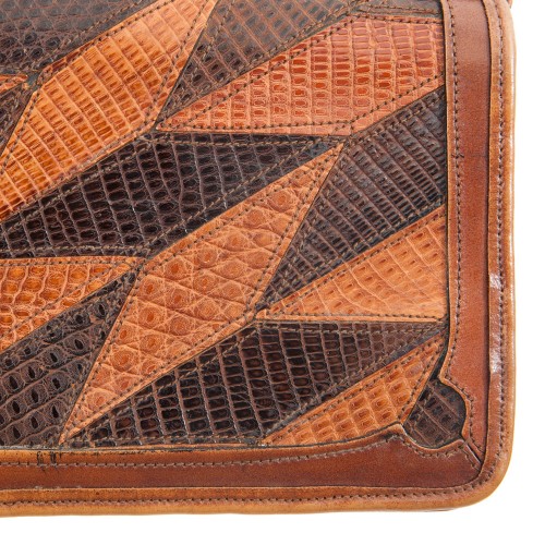 Sac pochette vintage femme sac années 70 en cuir marron